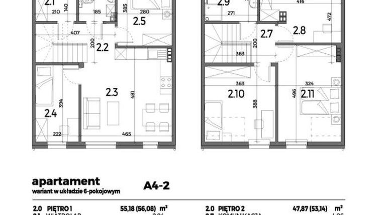 Rzut - Mieszkanie na sprzedaż 4 pokoje o powierzchni 103,15 m² - numer A4-2 w Aleja Miodowa