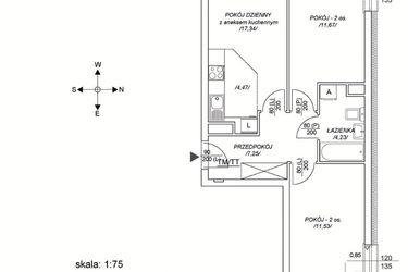 Rzut - Mieszkanie na sprzedaż 3 pokoje o powierzchni 52,02 m² - numer M20 w Osiedle Mała Dziesiąta etap II