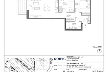 Rzut - Mieszkanie na sprzedaż 3 pokoje o powierzchni 56,19 m² - numer 3.12.2M03 w Szumilas bud. 3.11 - 3.15