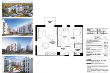 Rzut - Mieszkanie na sprzedaż 3 pokoje o powierzchni 61,6 m² - numer A.1.19 w Skandinavia