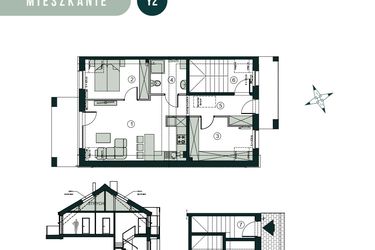 Rzut - Mieszkanie na sprzedaż 3 pokoje o powierzchni 66,43 m² - numer Y2 w Aleja Wiśniowa Pogórze