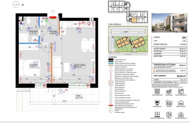 Rzut - Mieszkanie na sprzedaż 2 pokoje o powierzchni 39,9 m² - numer 11 w Harmony Antoninek