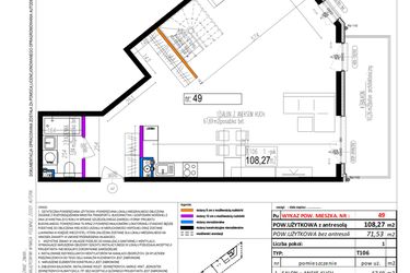 Rzut - Mieszkanie na sprzedaż 1 pokój o powierzchni 108,27 m² - numer 49 w Strumykowa