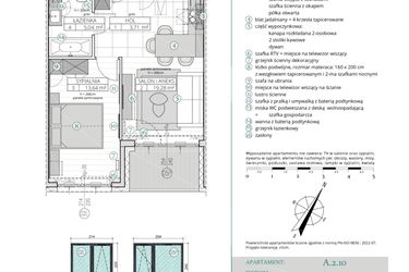 Rzut - Mieszkanie na sprzedaż 2 pokoje o powierzchni 41,67 m² - numer A.2.10 w Remedium