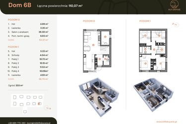 Rzut - Dom na sprzedaż 5 pokoi o powierzchni 110,08 m² - numer 6b w Klif Oksywie