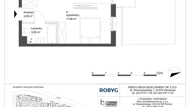 Rzut - Mieszkanie na sprzedaż 1 pokój o powierzchni 37,92 m² - numer 0M02 w Elektrovnia Garbary