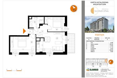 Rzut - Mieszkanie na sprzedaż 3 pokoje o powierzchni 60,85 m² - numer 4 w Osiedle Słoneczna