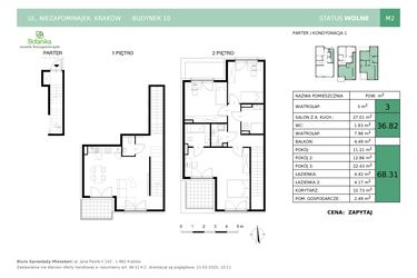 Rzut - Mieszkanie na sprzedaż 4 pokoje o powierzchni 109,82 m² - numer 10-M2 w Osiedle Niezapominajek
