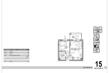 Rzut - Mieszkanie na sprzedaż 2 pokoje o powierzchni 31,06 m² - numer A.9.M.15 w Sobola Biel A9