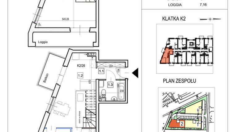 Rzut - Mieszkanie na sprzedaż 3 pokoje o powierzchni 83,75 m² - numer K2/26 w Przystań Królewiecka III
