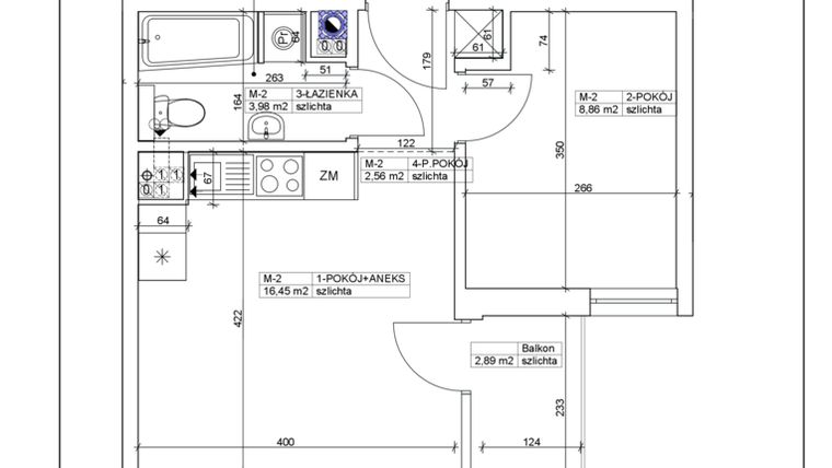 Rzut - Mieszkanie na sprzedaż 2 pokoje o powierzchni 31,85 m² - numer 2 w Bydgoska 19