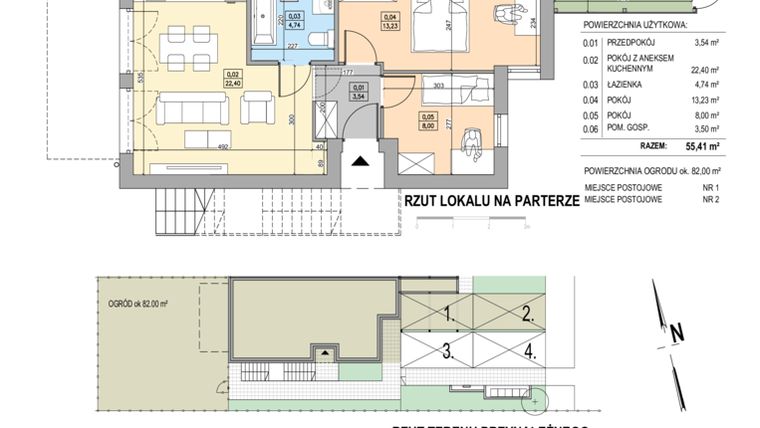 Rzut - Mieszkanie na sprzedaż 3 pokoje o powierzchni 55,78 m² - numer B22-P-A w Osiedle Bakaliowe