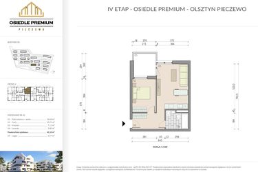Rzut - Mieszkanie na sprzedaż 2 pokoje o powierzchni 41,1 m² - numer B1.42 w Osiedle Premium etap IV