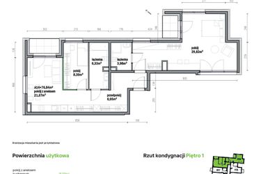 Rzut - Mieszkanie na sprzedaż 3 pokoje o powierzchni 76,84 m² - numer A14 w Traugutta Vita