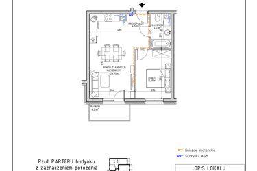 Rzut - Mieszkanie na sprzedaż 2 pokoje o powierzchni 43,84 m² - numer 20 w Osiedle OdNowa K5