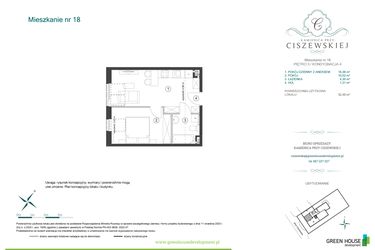 Rzut - Mieszkanie na sprzedaż 2 pokoje o powierzchni 32,49 m² - numer 18 w Kamienica przy Ciszewskiej