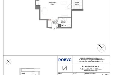 Rzut - Mieszkanie na sprzedaż 1 pokój o powierzchni 34,43 m² - numer A.2M03 w Kobieli 4