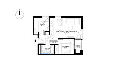 Rzut - Mieszkanie na sprzedaż 3 pokoje o powierzchni 48,17 m² - numer M3 w KrakoVska etap 2