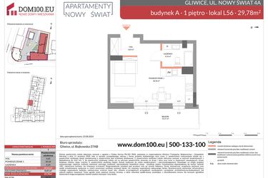 Rzut - Mieszkanie na sprzedaż 1 pokój o powierzchni 29,78 m² - numer L56 w Apartamenty Nowy Świat - inwestycyjne