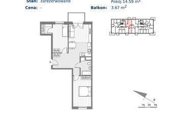 Rzut - Mieszkanie na sprzedaż 3 pokoje o powierzchni 62,73 m² - numer 32 w Glogera bud. H