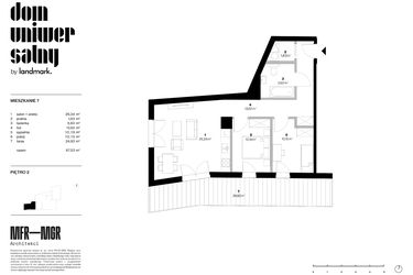 Rzut - Mieszkanie na sprzedaż 3 pokoje o powierzchni 67,53 m² - numer 7 w Dom Uniwersalny