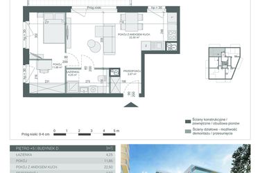 Rzut - Mieszkanie na sprzedaż 2 pokoje o powierzchni 41,48 m² - numer M-30 w Unikat Apartamenty D