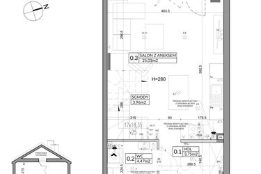 Rzut - Dom na sprzedaż 3 pokoje o powierzchni 72,9 m² - numer 31B w Nova Magdalenka 7 etap IV
