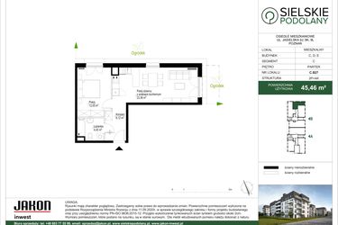 Rzut - Mieszkanie na sprzedaż 2 pokoje o powierzchni 45,35 m² - numer C.B27 w Sielskie Podolany II