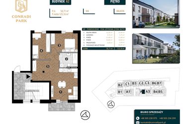 Rzut - Mieszkanie na sprzedaż 4 pokoje o powierzchni 125,16 m² - numer A2.M4 w Conradi Park etap II i III