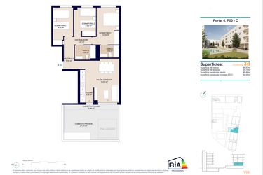 Rzut - Mieszkanie na sprzedaż 3 pokoje o powierzchni 92 m² - numer 0-C w Mieszkania w Alicante - 48158915