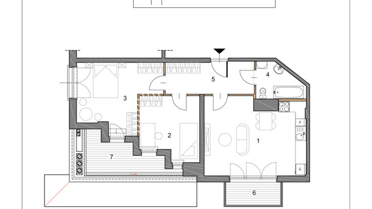 Rzut - Mieszkanie na sprzedaż 3 pokoje o powierzchni 64,6 m² - numer 8 w Renesansowa 4/6