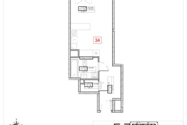 Rzut - Mieszkanie na sprzedaż 1 pokój o powierzchni 34,71 m² - numer C2.16 w Rezydencja Ogród Saski etap I i II