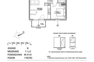 Rzut - Mieszkanie na sprzedaż 2 pokoje o powierzchni 48,04 m² - numer F.1.2.2 w Atut III