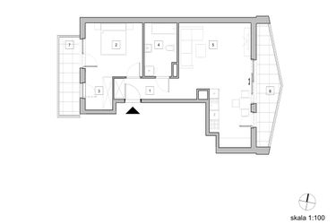 Rzut - Mieszkanie na sprzedaż 2 pokoje o powierzchni 55,43 m² - numer D2_2 w ATAL Zawiślańska