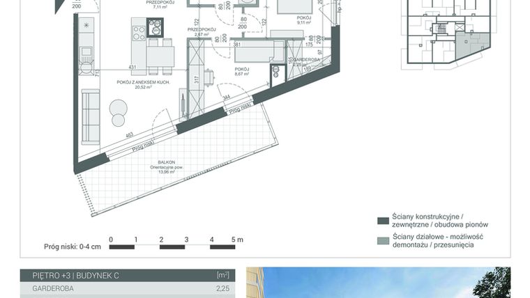 Rzut - Mieszkanie na sprzedaż 3 pokoje o powierzchni 57,35 m² - numer 25 w Unikat Apartamenty C