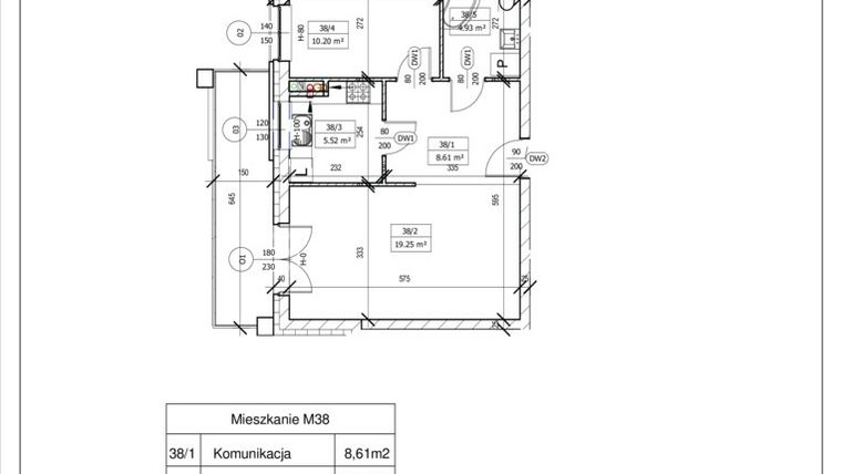 Rzut - Mieszkanie na sprzedaż 2 pokoje o powierzchni 48 m² - numer D 38 w Osiedle Staromiejskie