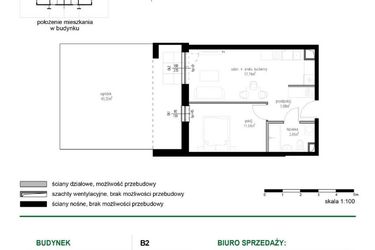 Rzut - Mieszkanie na sprzedaż 2 pokoje o powierzchni 38,32 m² - numer M7 w Wędrowna II
