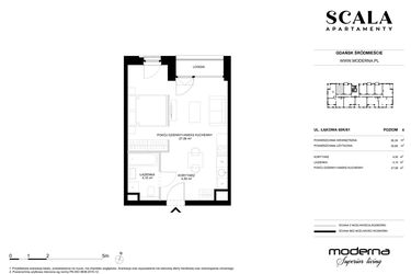 Rzut - Mieszkanie na sprzedaż 1 pokój o powierzchni 36,36 m² - numer K-61 (E) w Scala