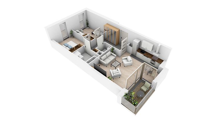 Rzut - Mieszkanie na sprzedaż 3 pokoje o powierzchni 58,54 m² - numer N5.15 w Osiedle Narcyzowe
