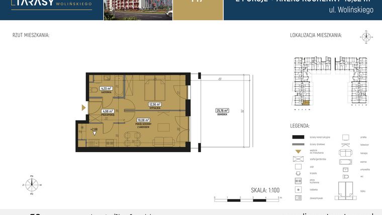 Rzut - Mieszkanie na sprzedaż 2 pokoje o powierzchni 40,82 m² - numer DM07 w Diamentowe Tarasy