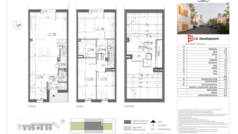 Rzut - Dom na sprzedaż 4 pokoje o powierzchni 86,95 m² - numer D.5 w Nova Wola Park