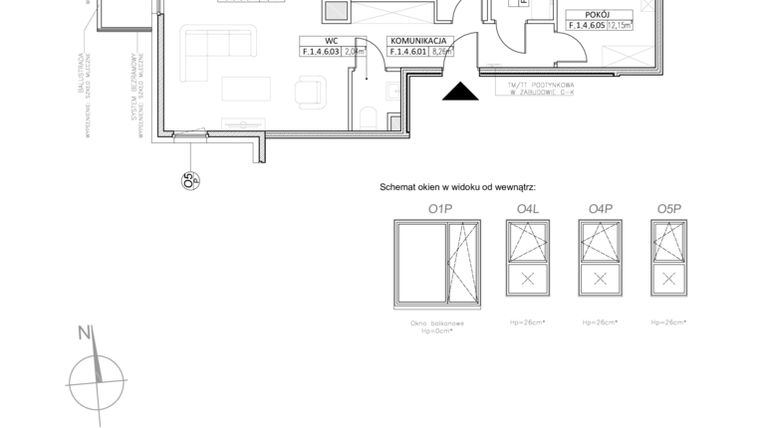 Rzut - Mieszkanie na sprzedaż 3 pokoje o powierzchni 69,31 m² - numer F.1.4.6 w Osiedle Koncept III