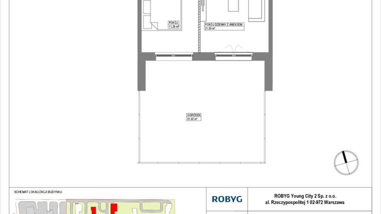 Rzut - Mieszkanie na sprzedaż 2 pokoje o powierzchni 41,17 m² - numer MLAC/C/0/2 w Metro Life Apartamenty CD