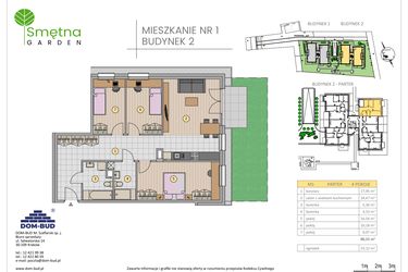 Rzut - Mieszkanie na sprzedaż 4 pokoje o powierzchni 88,32 m² - numer 1 w Smętna Garden