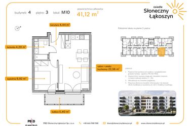 Rzut - Mieszkanie na sprzedaż 2 pokoje o powierzchni 41,1 m² - numer 4/M/3/10 w Osiedle Słoneczny Łąkoszyn bud. 4
