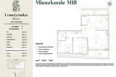 Rzut - Mieszkanie na sprzedaż 3 pokoje o powierzchni 84,43 m² - numer 18 w Łomżyńska Skwer