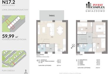 Rzut - Dom na sprzedaż 4 pokoje o powierzchni 59,99 m² - numer N17.2 w Osiedle Gwiazdowo etap 12