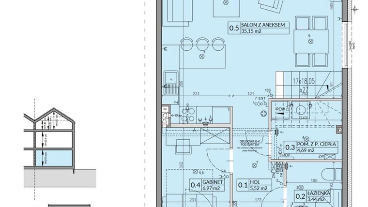 Rzut - Dom na sprzedaż 6 pokoi o powierzchni 149,53 m² - numer 5B w Wille przy Lesie