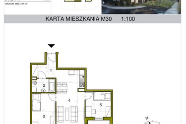Rzut - Mieszkanie na sprzedaż 3 pokoje o powierzchni 51,56 m² - numer M30 w Kameralna Golikówka