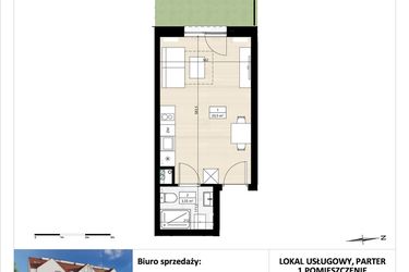 Rzut - Mieszkanie na sprzedaż 1 pokój o powierzchni 24,05 m² - numer B3/0/12 w Montano bud. B3 - apartamenty inwestycyjne